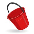 Nice Red Plastic Bucket with black handle on white Royalty Free Stock Photo